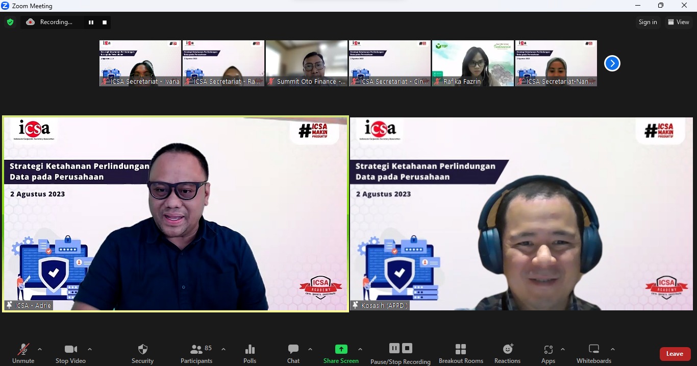 Webinar "Strategi Ketahanan Perlindungan Data pada Perusahaan"