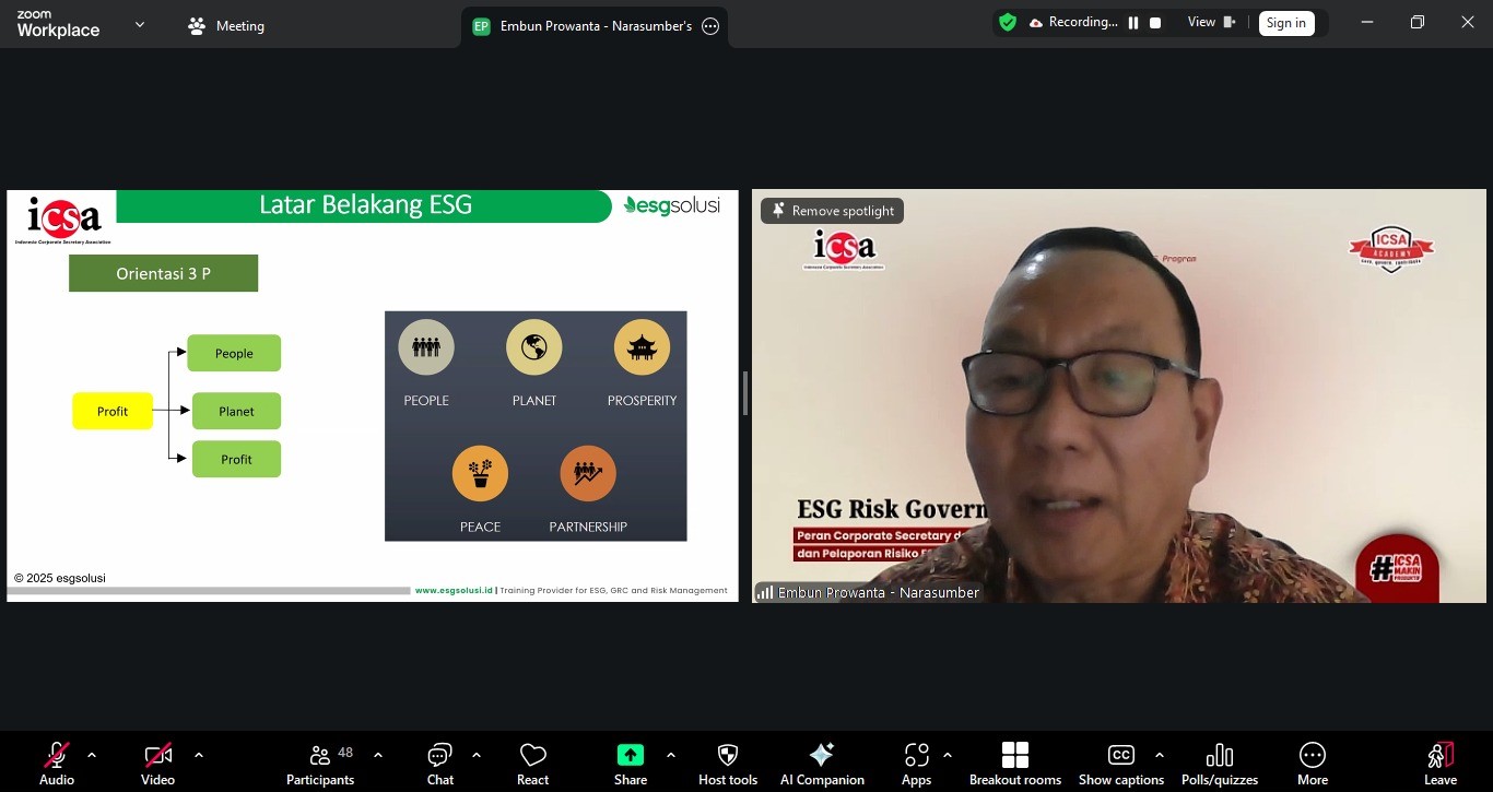 Perkuat Tata Kelola ESG: ICSA Bedah Peran Strategis Corporate Secretary dalam Manajemen Risiko dan Pelaporan