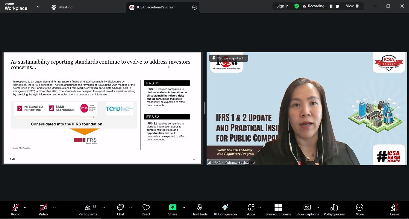 ICSA Gelar Webinar IFRS 1 & 2 Update