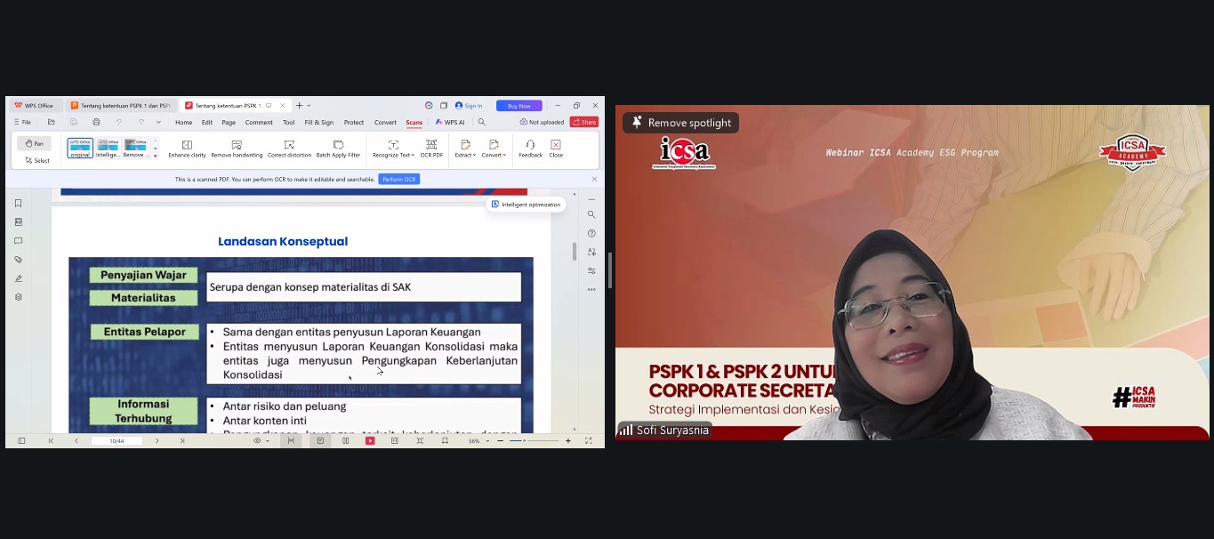 ICSA Dorong Kesiapan Emiten Hadapi Regulasi Baru Pelaporan Keberlanjutan Melalui PSPK 1 & 2