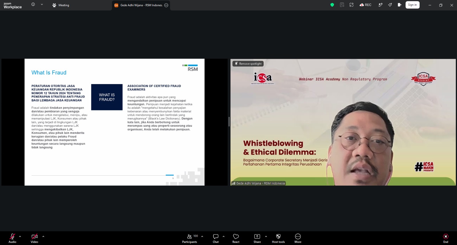 Perkuat GCG, ICSA Gelar Webinar Bahas Peran WBS dan Integritas Korporasi