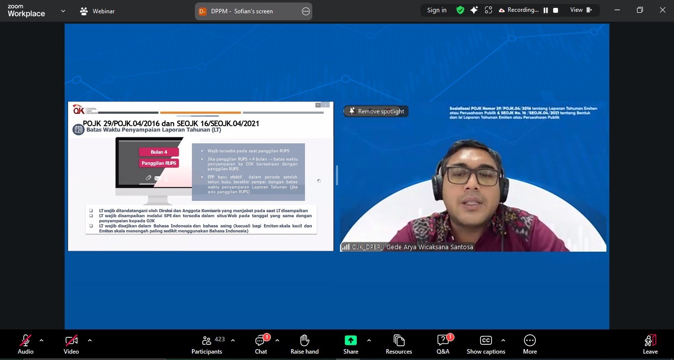 Sinergi OJK, ICSA, dan AEI: Sosialisasi Standar Pelaporan Tahunan Terbaru bagi Emiten