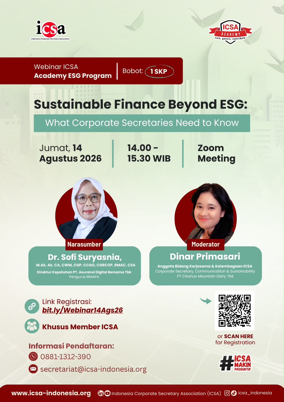 Webinar "Sustainable Finance Beyond ESG: What Corporate Secretaries Need to Know"