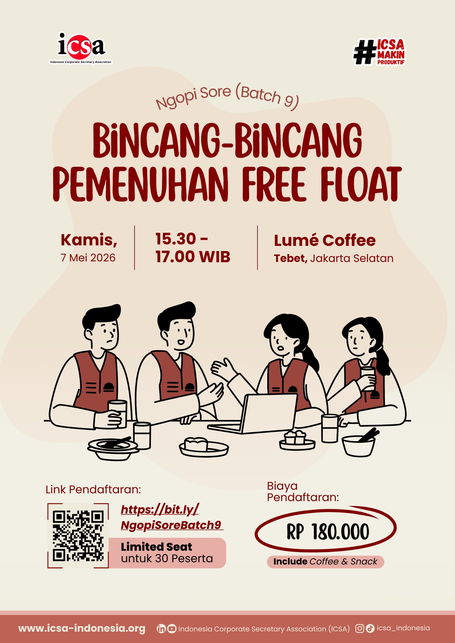 Ngopi Sore ICSA Batch 9 Bincang-bincang "Pemenuhan Free Float"