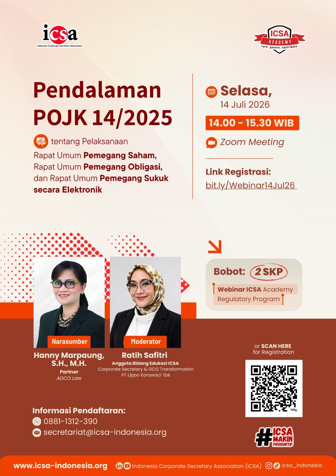 Webinar "Pendalaman POJK 14/2025 tentang Pelaksanaan Rapat Umum Pemegang Saham, Rapat Umum Pemegang Obligasi, dan Rapat Umum Pemegang Sukuk secara Elektronik"