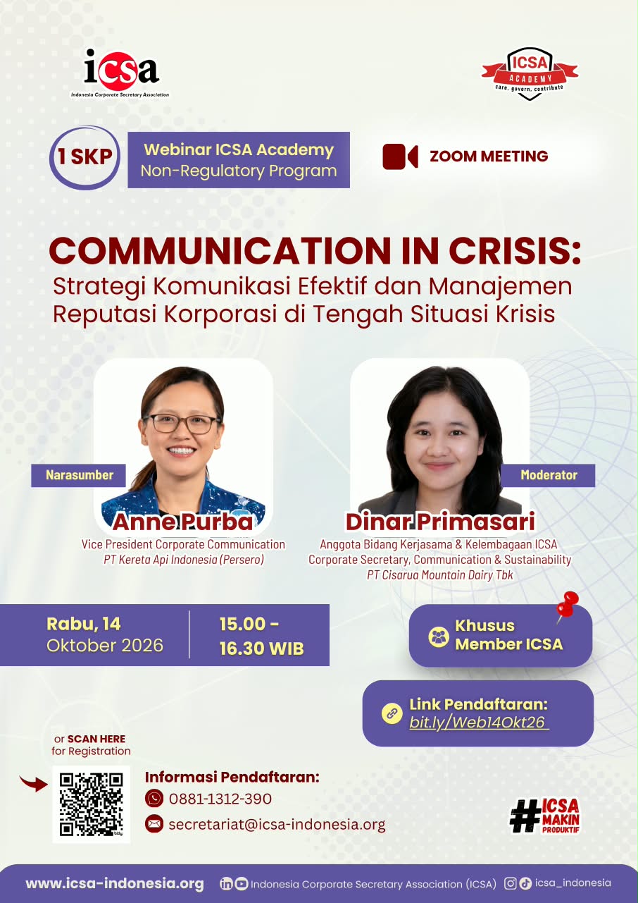 Webinar "Communication in Crisis: Strategi Komunikasi Efektif dan Manajemen Reputasi Korporasi di Tengah Situasi Krisis"