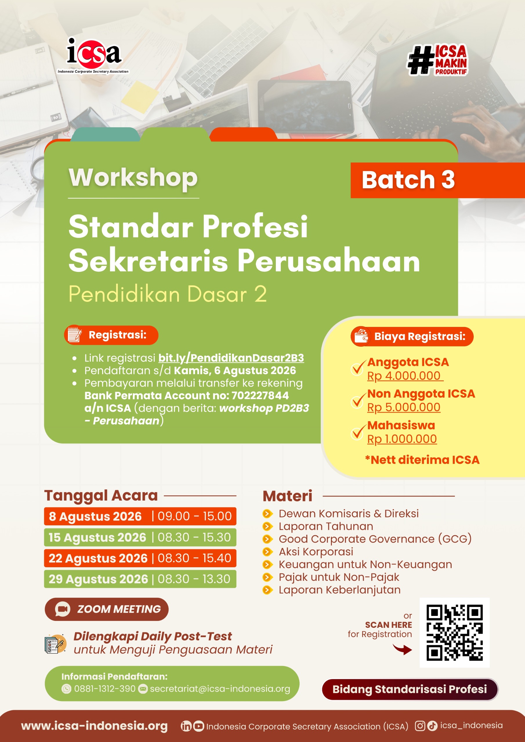 Workshop Standar Profesi Sekretaris Perusahaan Pendidikan Dasar 2 Batch 3